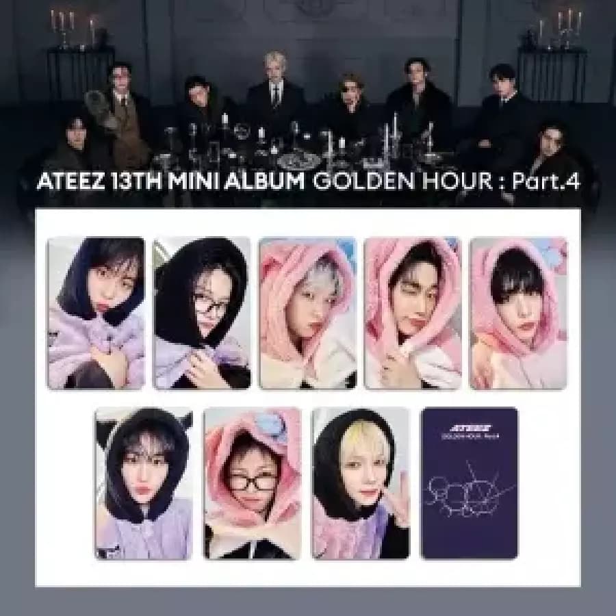 K팝 에이티즈 홍주앙 성화 GOLDEN HOUR 파트 4 앨범 카드 윤호 포토카드 민기 우영 종호 로모 팬 컬렉션